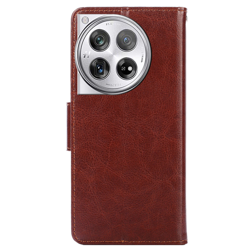 Phone Wallet Cover for OnePlus 12 5G Leather Case with Viewing Stand - Brown Phone Wallet Cover for OnePlus 12 5G Leather Case with Viewing Stand - Brown